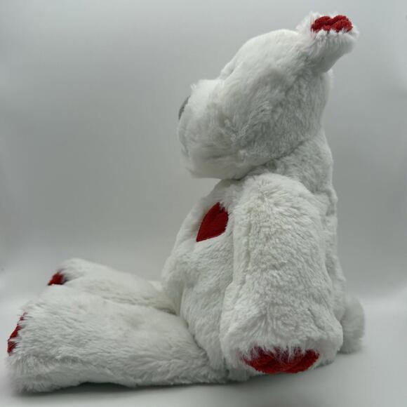 Mary Meyer Marshmallow Kisses Teddy Bear 14" Plush White Red Heart Plush - Picture 2 of 9